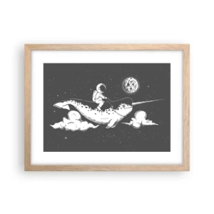 Poster în ramă de stejar deschis - Cavalerul Spațial - 40x30 cm