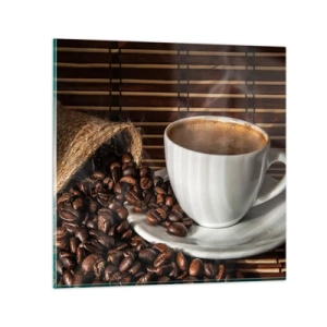 Tablou pe sticlă - Negru de cărbune, transparență de chihlimbar - 30x30 cm