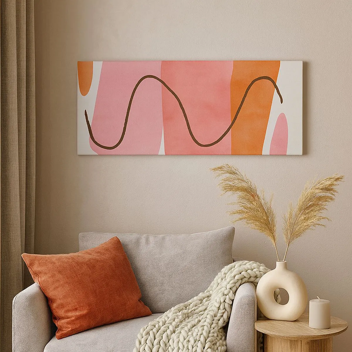 Tablou pe pânză - Mișcarea blândă a formelor - 100x40 cm