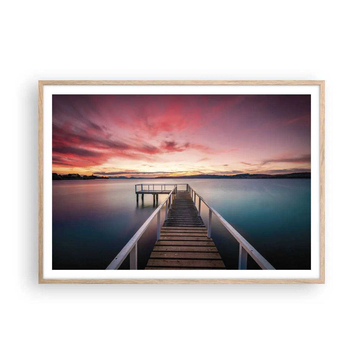 Poster în ramă de stejar deschis - Flacăra blândă a serii - 100x70 cm