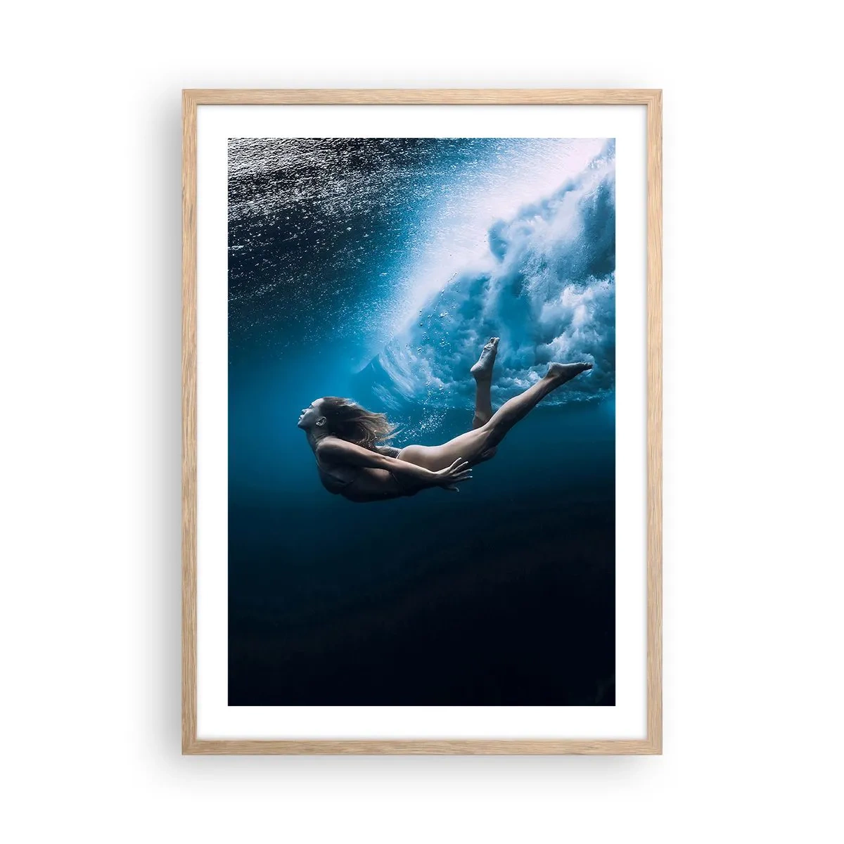 Poster în ramă de stejar deschis - Sirena modernă - 50x70 cm