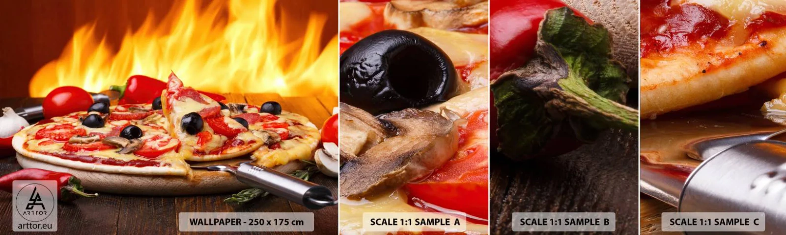 Mostră tapet autocolant Deluxe Sticker - From Italy with love - Gastronomie, Pizza, Italia - 100x30 cm