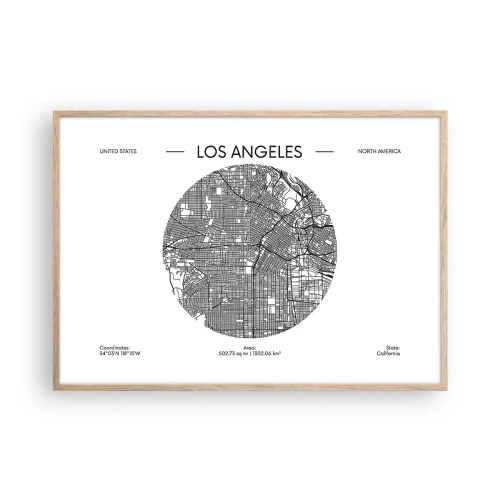 Poster în ramă de stejar deschis - Anatomia Los Angeles - 100x70 cm
