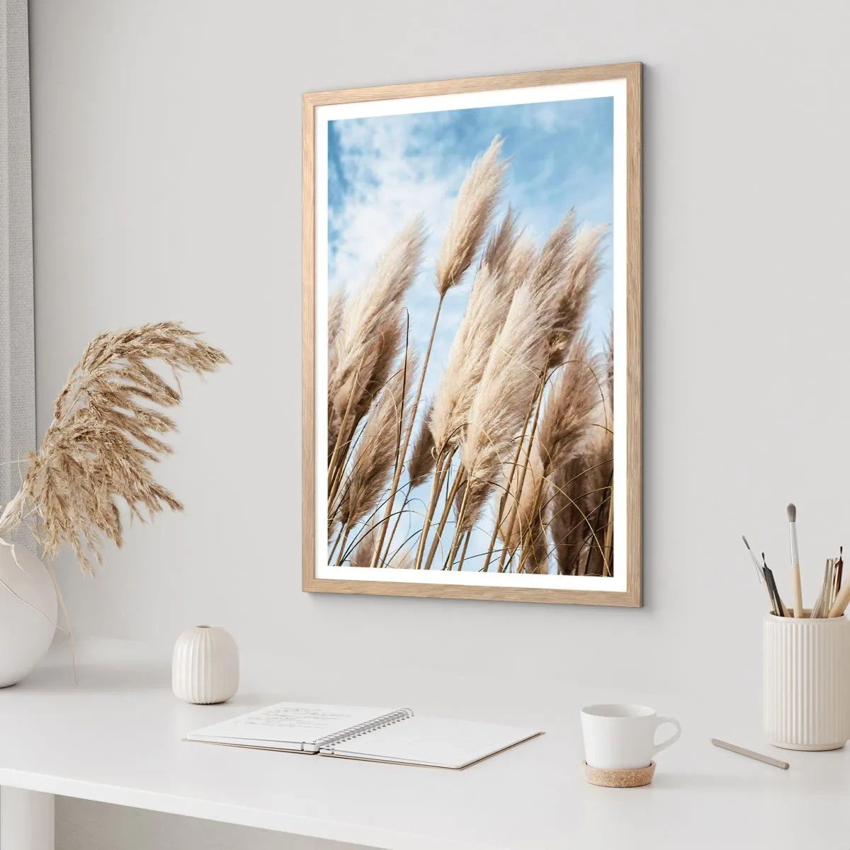 Poster în ramă de stejar deschis - Mângâiere însorită și vântoasă - 50x70 cm