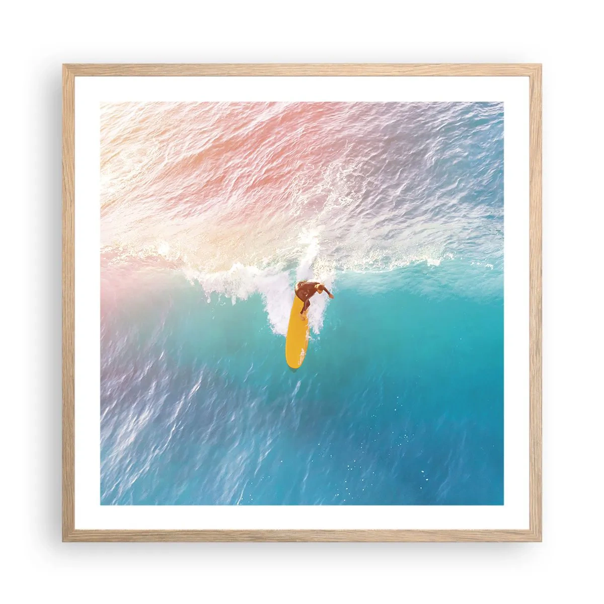 Poster în ramă de stejar deschis - Călărețul oceanului - 60x60 cm