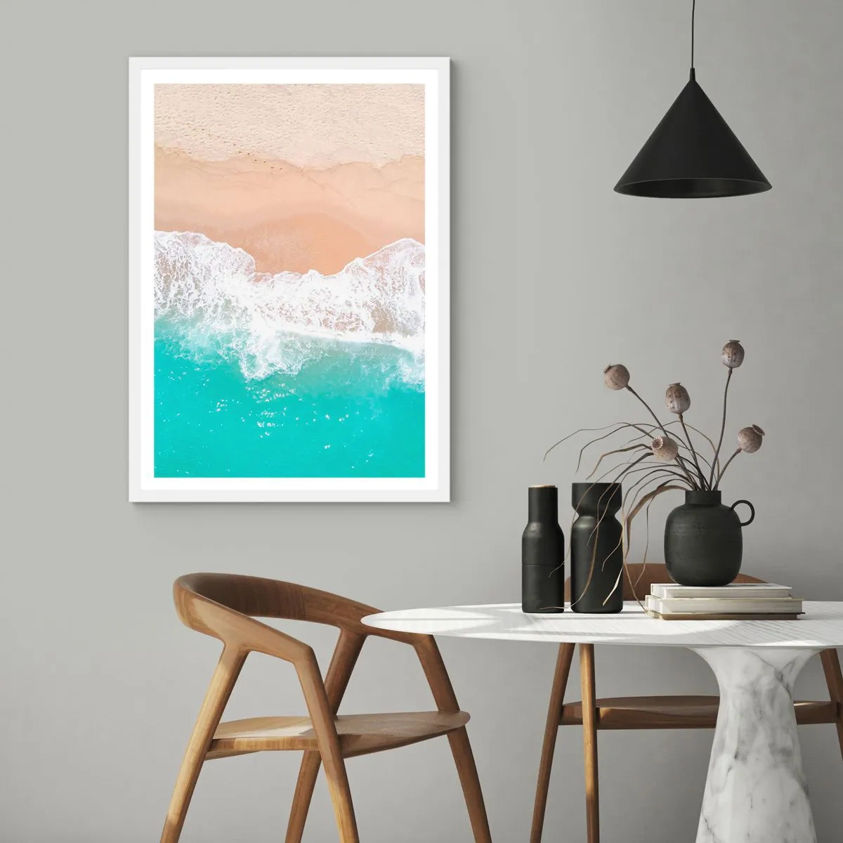 Poster în ramă albă - Atingere mângâietoare - 40x50 cm