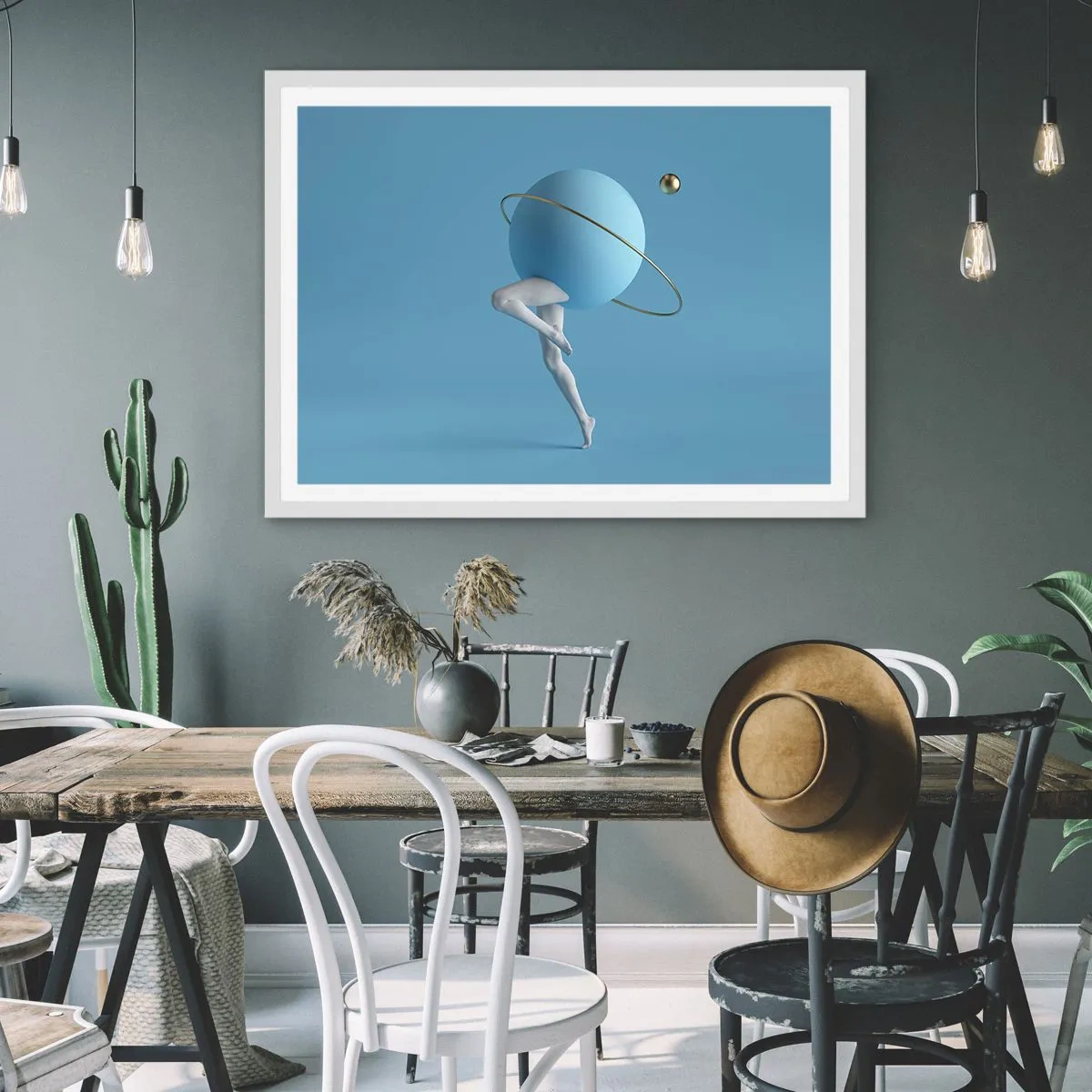 Poster în ramă albă - Și planetele o iau razna - 50x40 cm