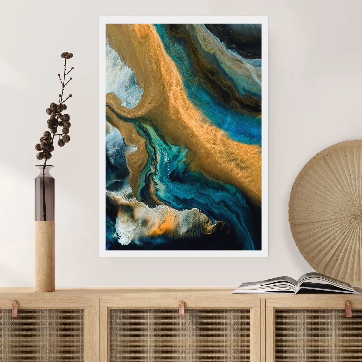 Poster - Albastru - galben - influență reciprocă - 70x100 cm