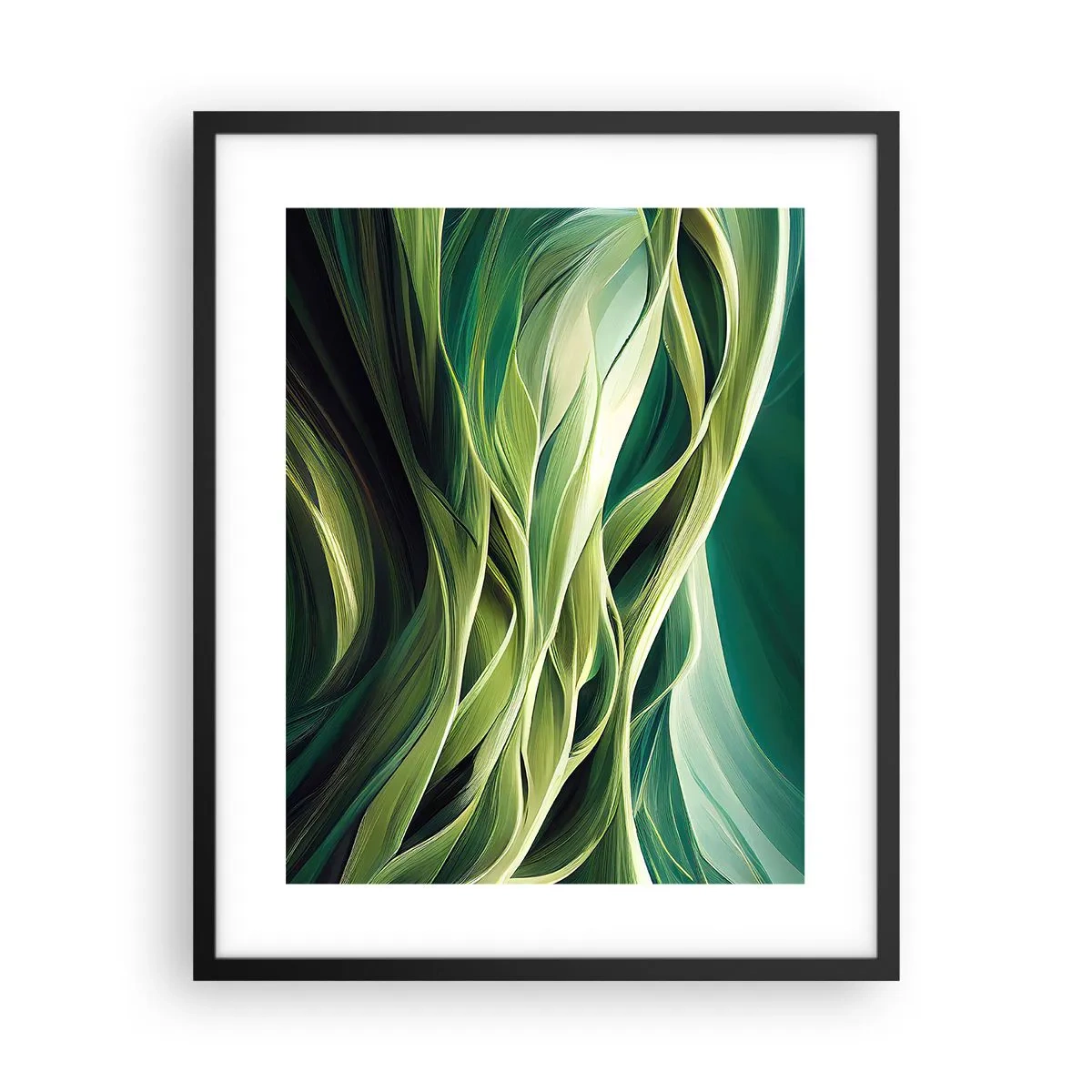 Poster în ramă neagră - Un joc abstract de verde - 40x50 cm