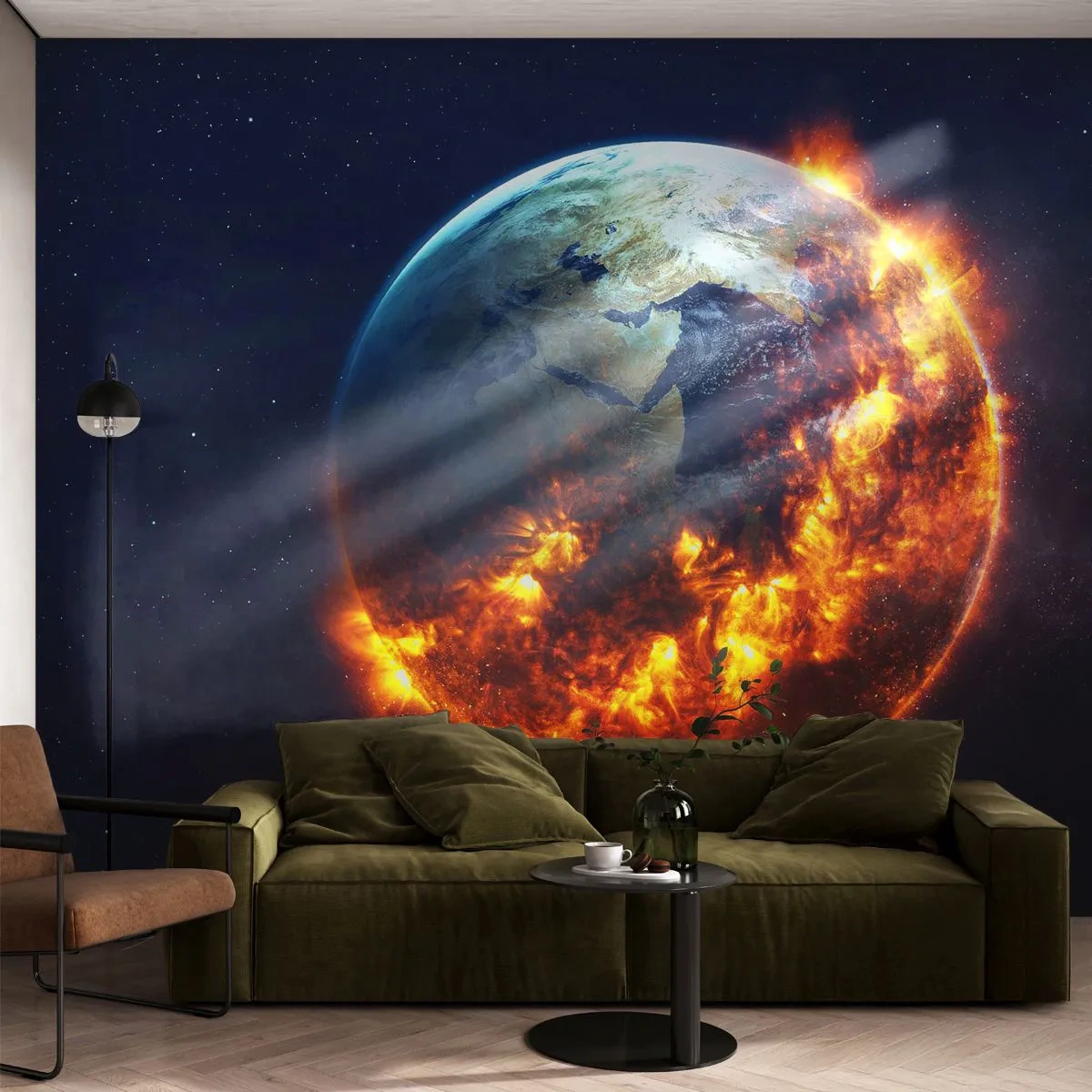 Tapet Premium Canvas - Flacăra apocalipsei - Cosmos, Planeta Pământ, Flăcări de foc - 400x280 cm