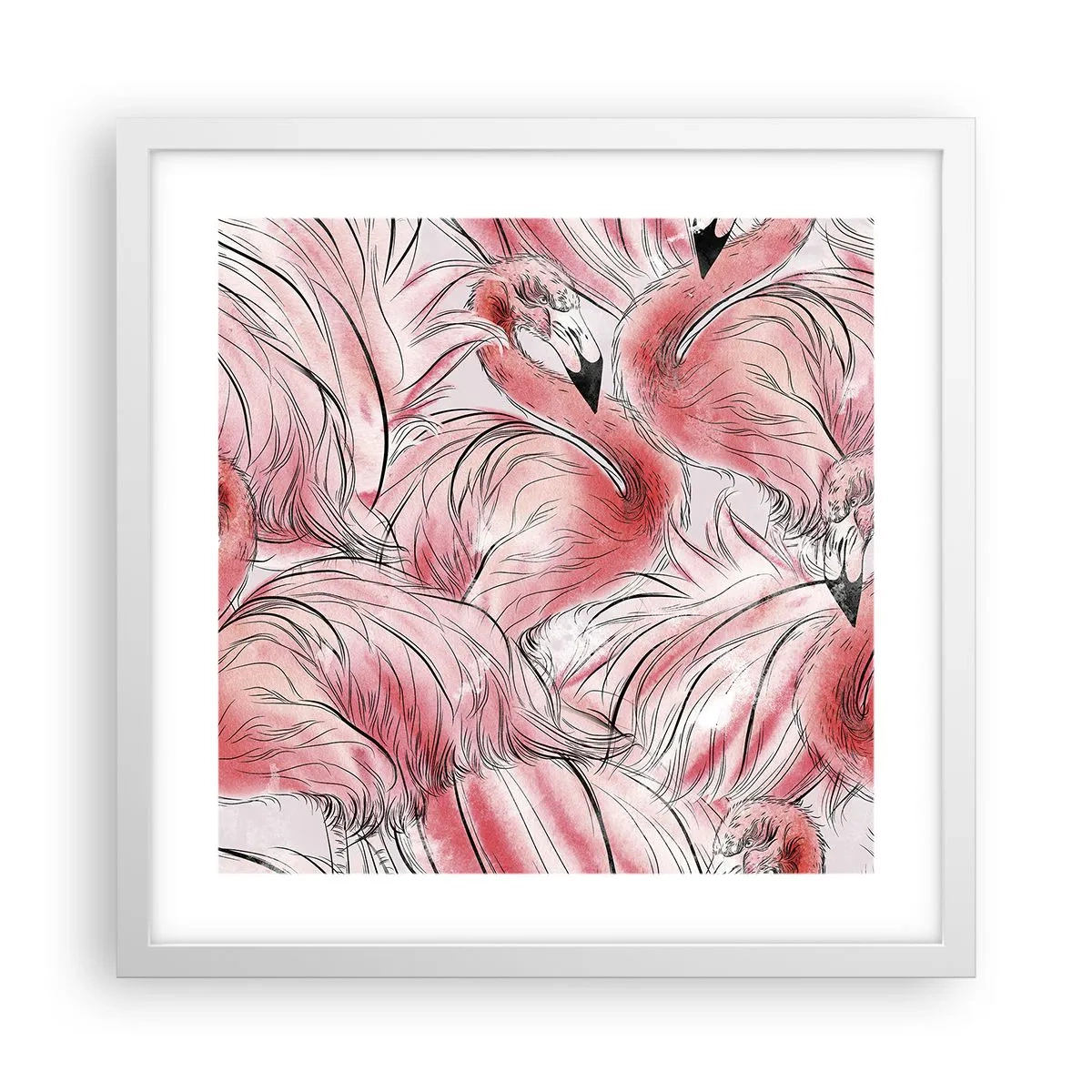 Poster în ramă albă - Corpul de balet al păsărilor - 40x40 cm