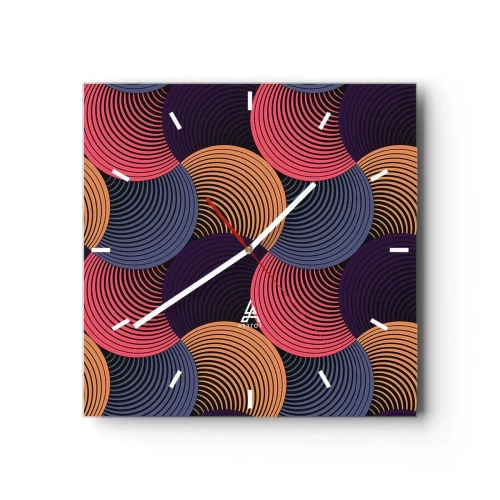Ceas de perete - Ceas pe sticlă - Într-un ritm de cerc - 40x40 cm