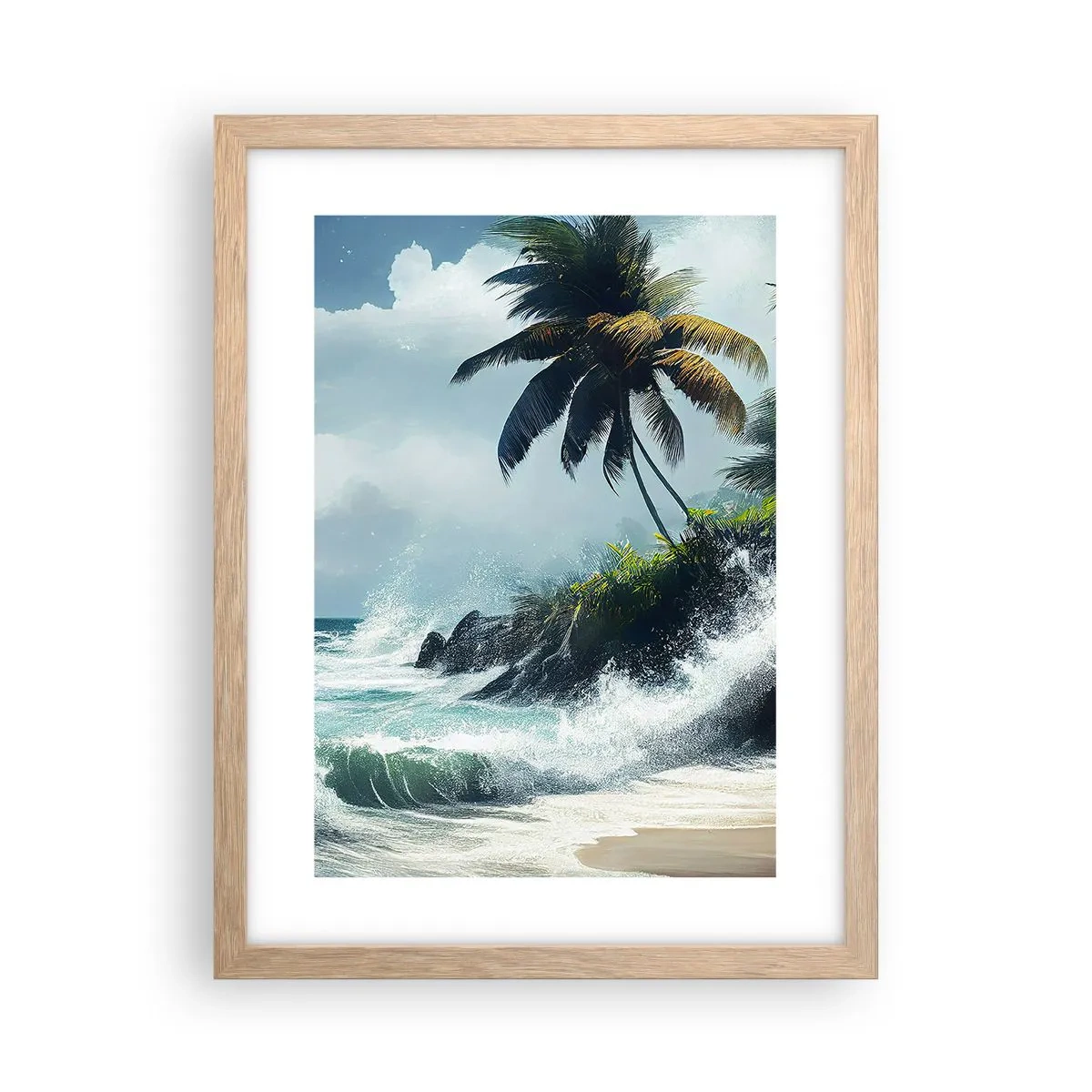 Poster în ramă de stejar deschis - Pe un țărm tropical - 30x40 cm