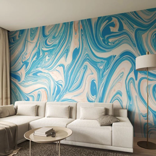 Tapet Premium Canvas - Splash în turcoaz - Abstracția, Bucată, Model modern - 250x175 cm
