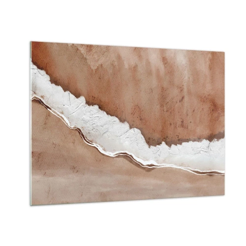 Tablou pe sticlă - Structură artistică în tonuri de pământ și alb - 70x50cm - În culorile pământului - Decorațiune modernă pentru perete pentru living și dormitor ARTTOR