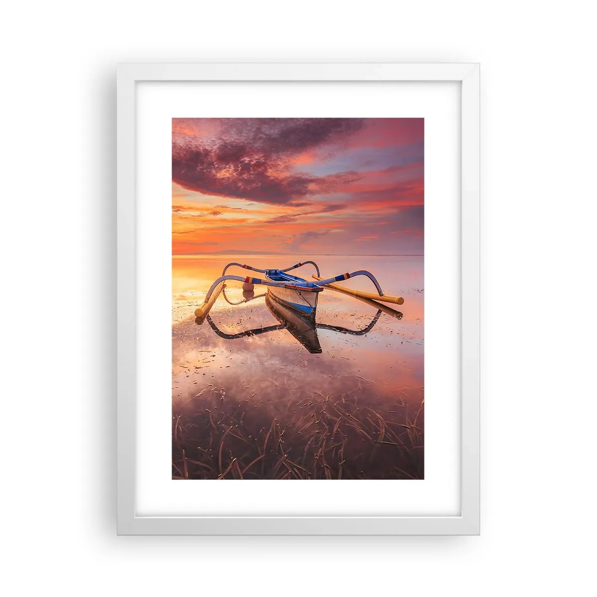 Poster în ramă albă - Liniștea unei seri tropicale - 30x40 cm
