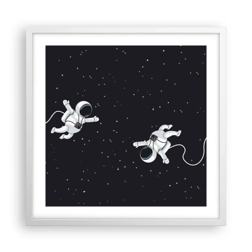 Poster în ramă albă - Dansul spațial - 50x50 cm