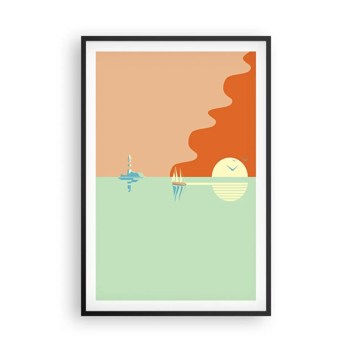 Poster în ramă neagră - Peisaj marin perfect - 61x91 cm
