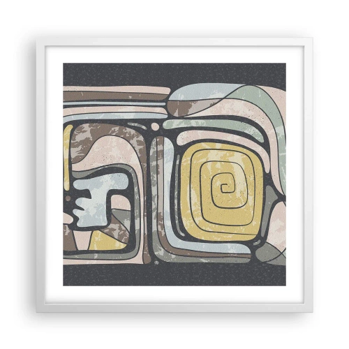 Poster în ramă albă - Abstracție în spirit precolumbian - 50x50 cm