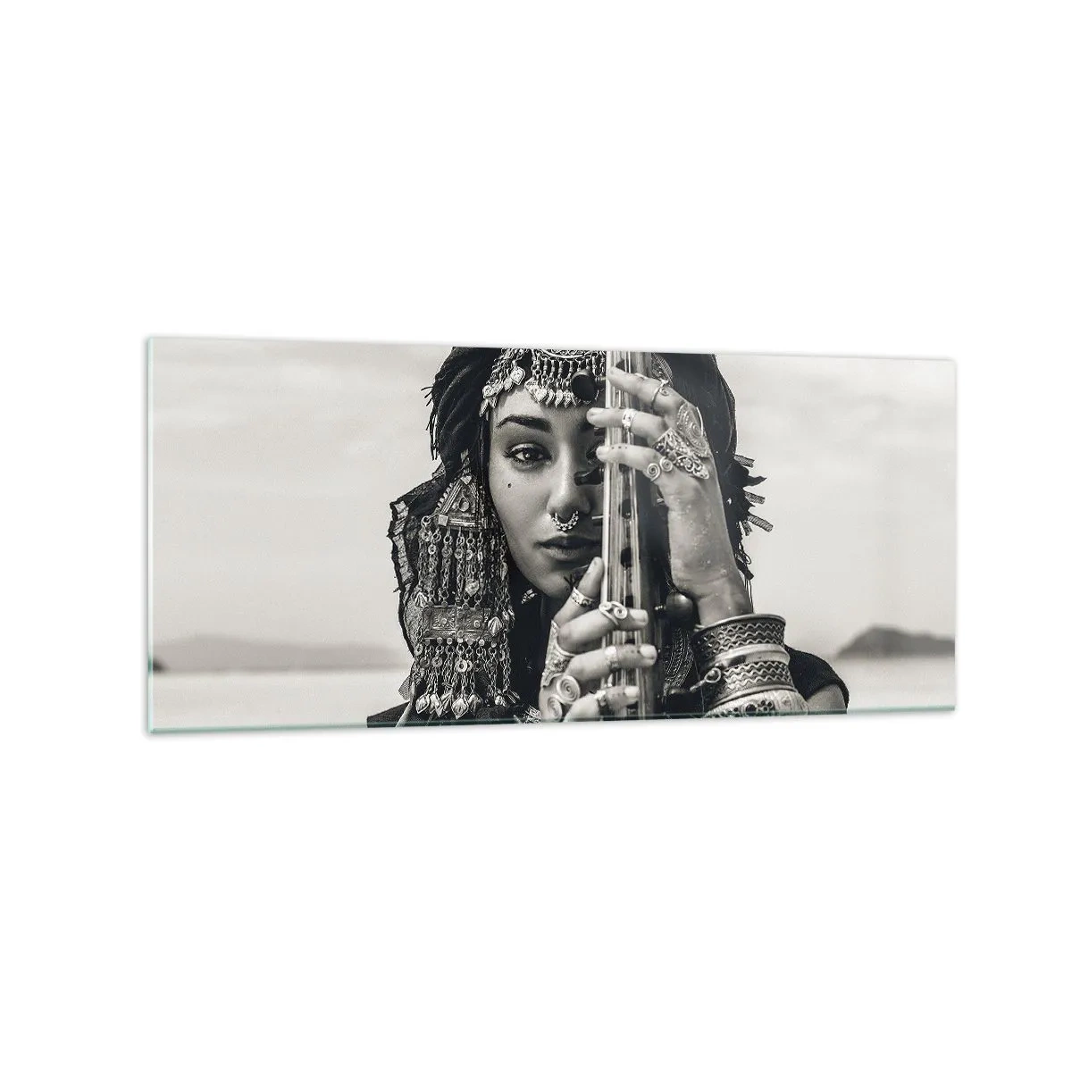 Tablou pe sticlă - Muzica orientală în sine - 120x50 cm