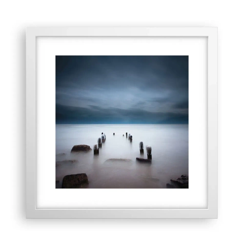 Poster în ramă albă - Un lac în ceața calmă - 30x30 cm