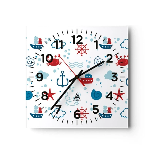 Ceas de perete - Ceas pe sticlă - O poveste maritimă - 40x40 cm
