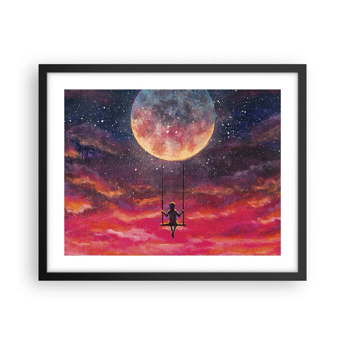 Poster în ramă neagră - Cu capul în nori - 50x40 cm