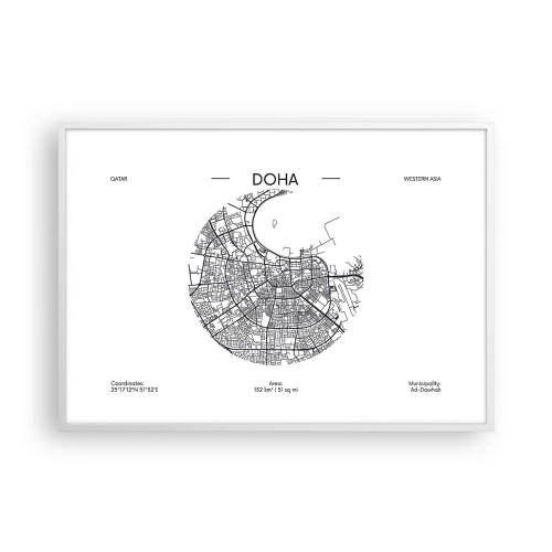 Poster în ramă albă - Anatomia orașului Doha - 100x70 cm