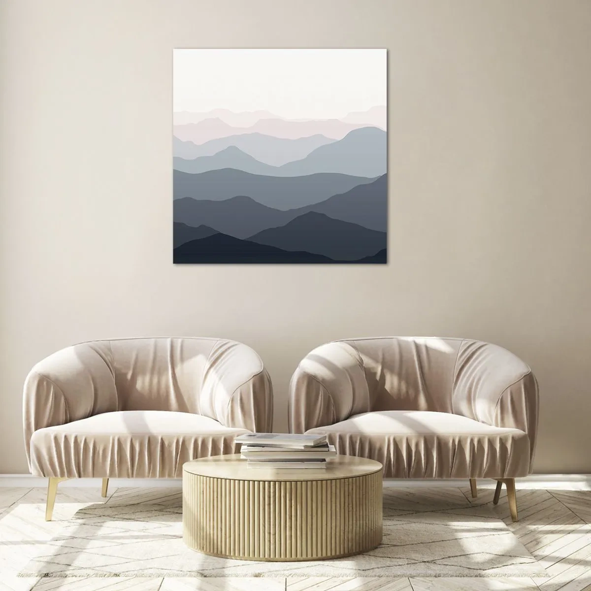 Tablou pe sticlă - Valuri de munți - 50x50 cm