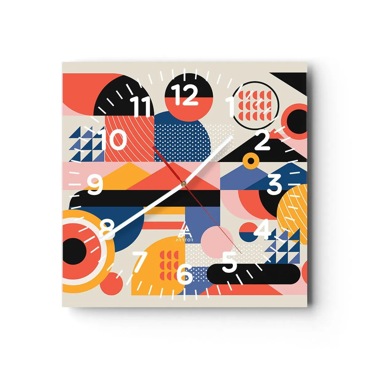 Ceas de perete - Ceas pe sticlă - Compoziție: joacă-te - 40x40 cm
