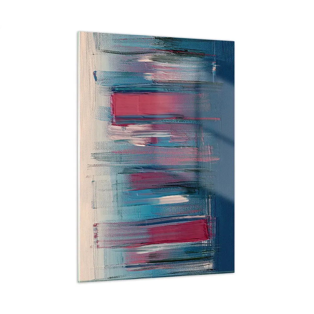 Tablou pe sticlă - Compoziție verticală în albastru și roșu - 50x70 cm