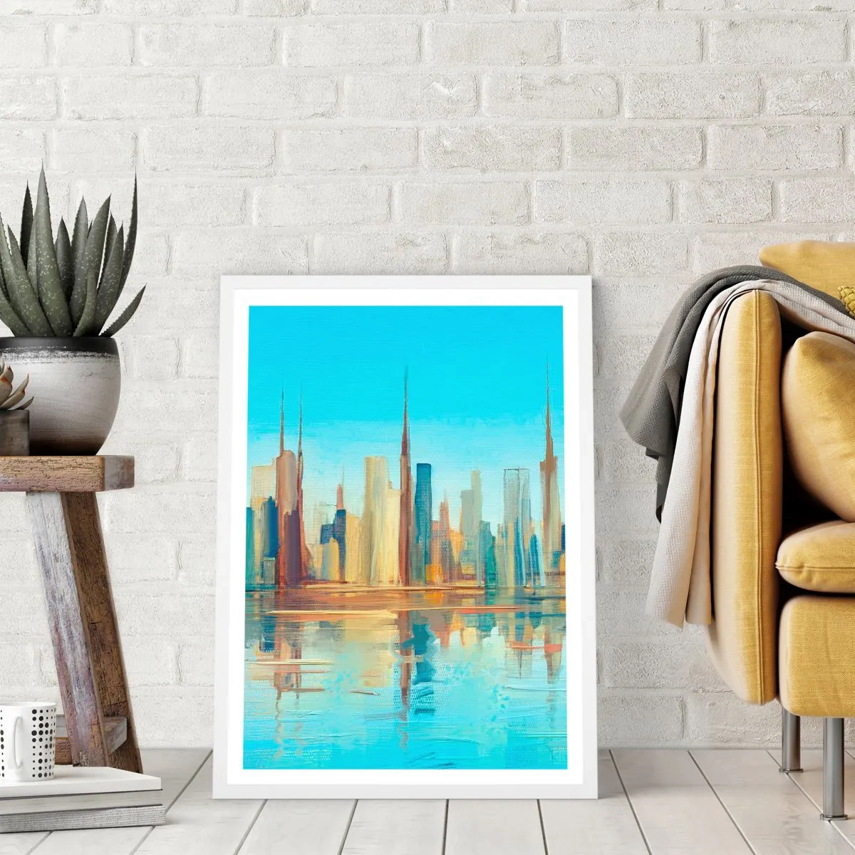 Poster în ramă albă - Metropola însorită - 70x100 cm