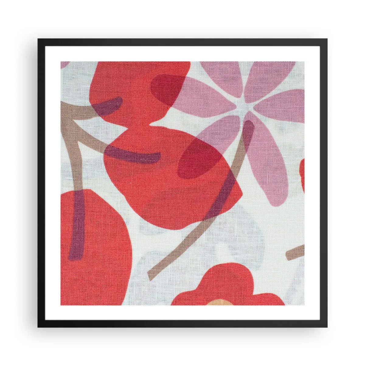 Poster în ramă neagră - Aranjament floral în roz - 60x60 cm