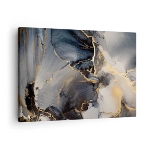 Tablou pe pânză Canvas - Aur și gri abstract pe pânză - 70x50cm - Viața unei pietre - Decorațiune modernă pentru perete pentru living și dormitor ARTTOR