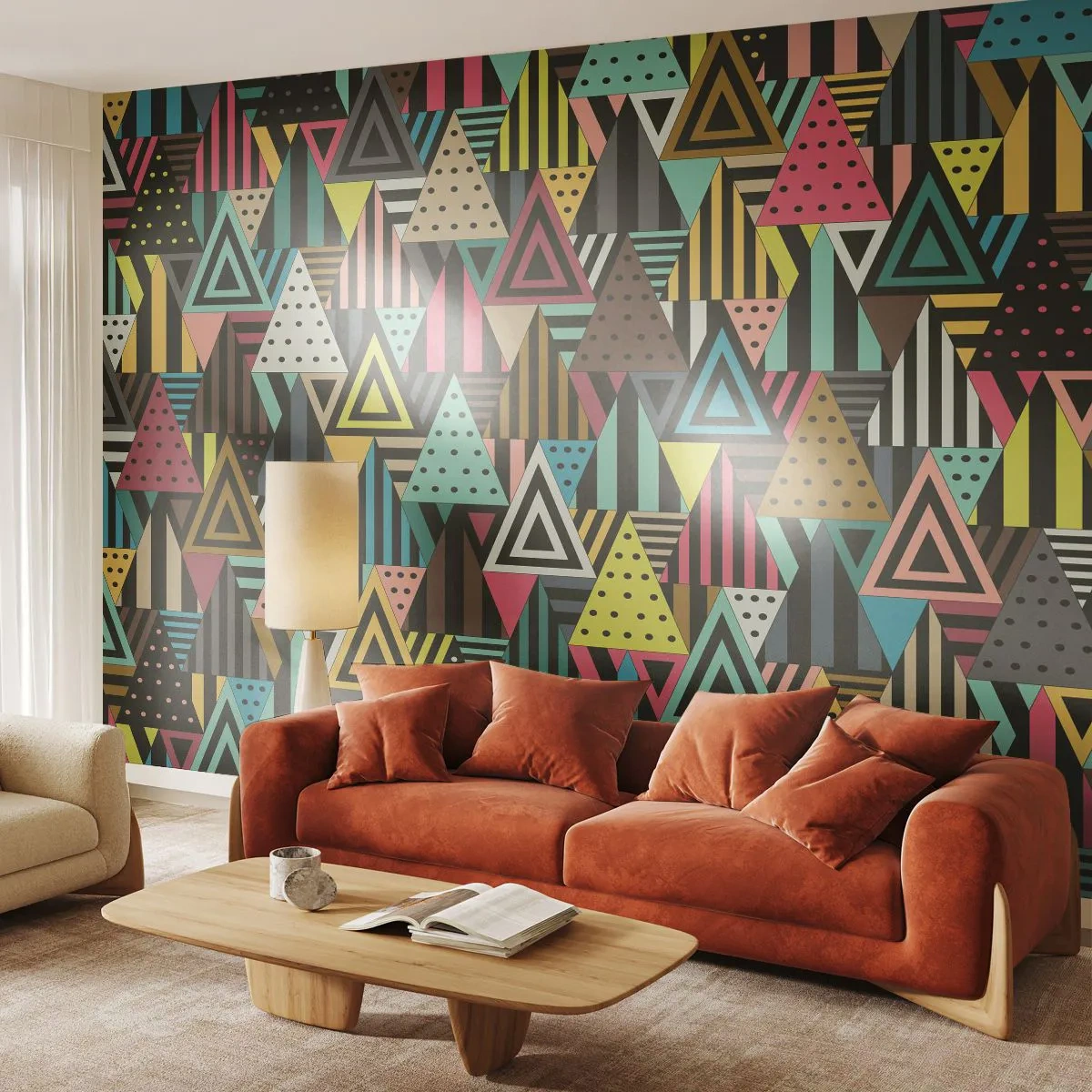 Tapet Autoadeziv Deluxe Sticker - În ritm de trei - Abstracția, Bucată, Triunghiuri - 250x175 cm