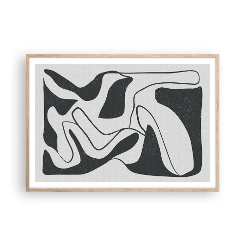 Poster în ramă de stejar deschis - Distracție abstractă în labirint - 100x70 cm