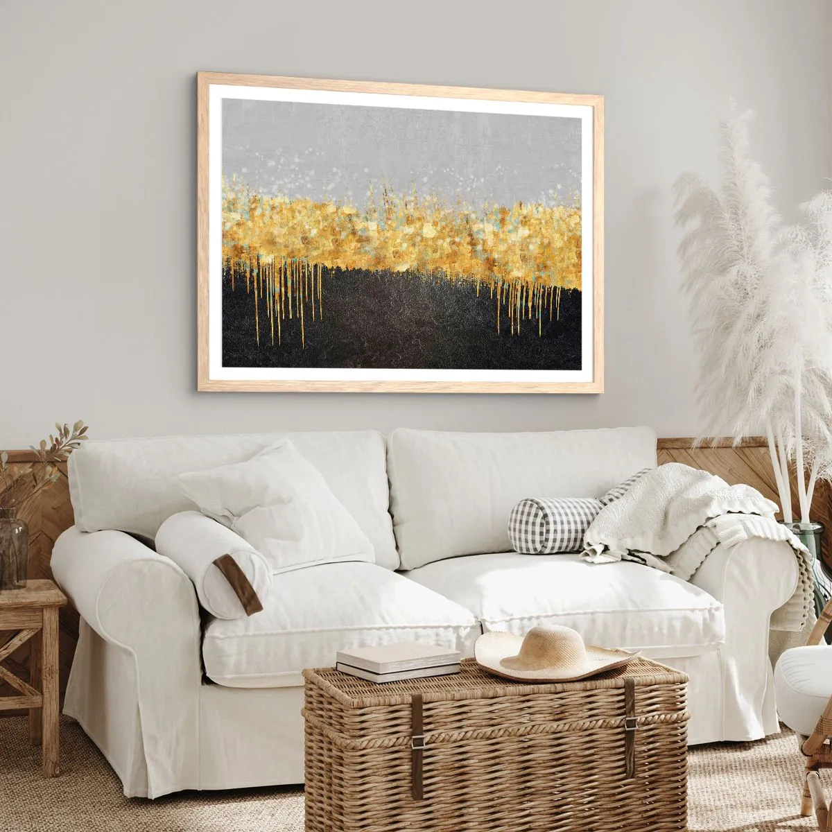 Poster în ramă de stejar deschis - Înăuntru și în sus - 100x70 cm