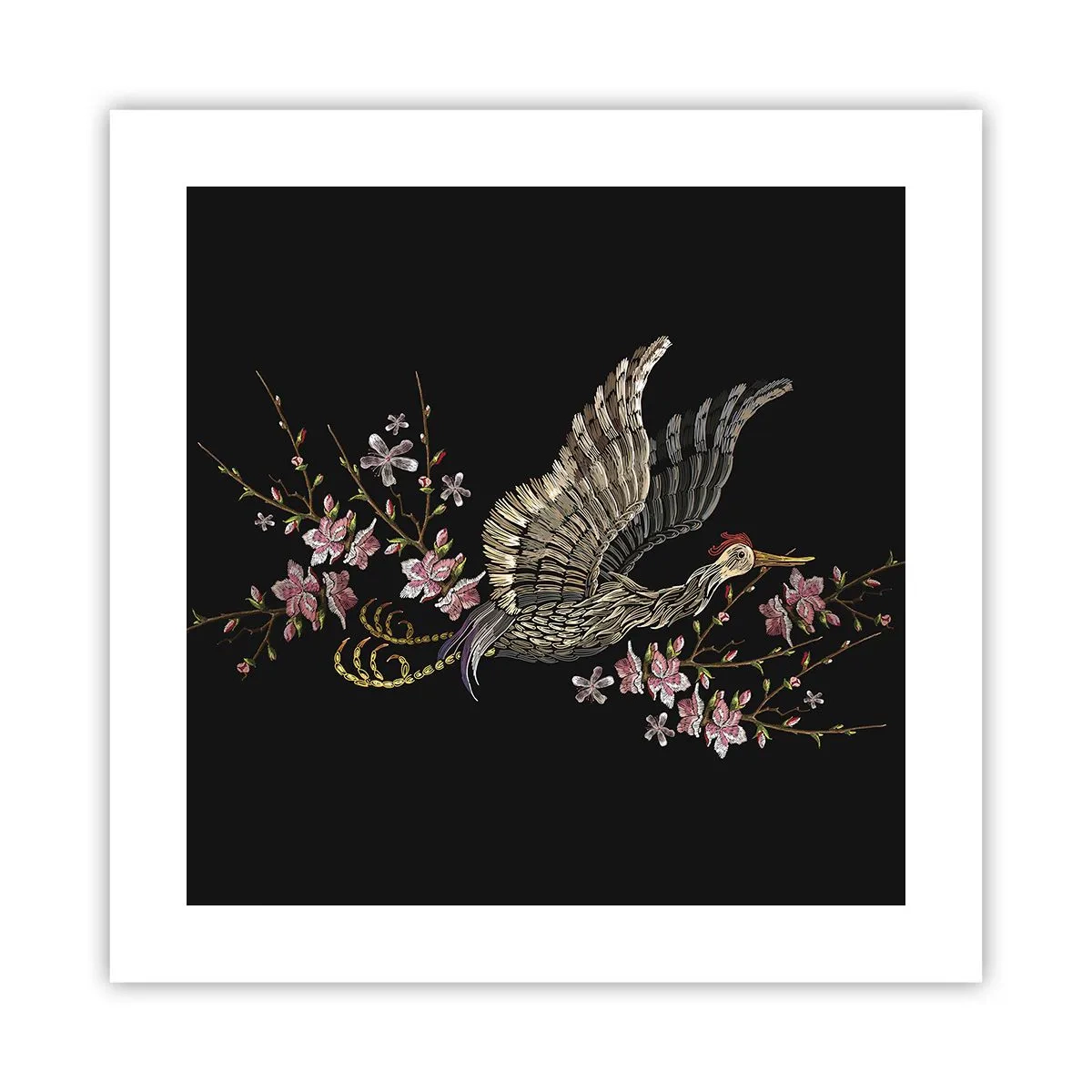 Poster - Pasăre exotică brodată - 40x40 cm