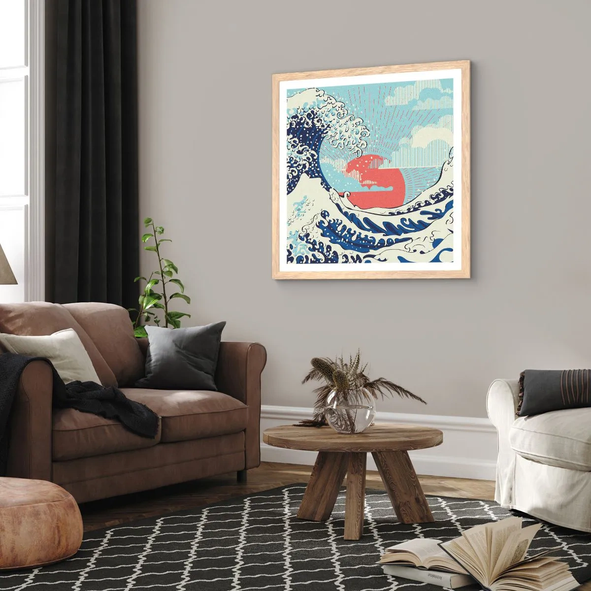 Poster în ramă de stejar deschis - Din inspirații japoneze - 40x40 cm