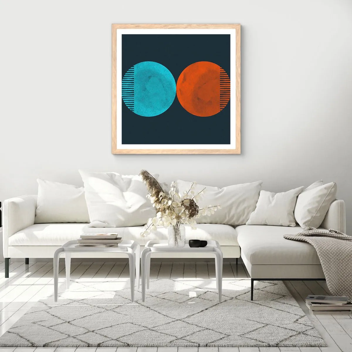 Poster în ramă de stejar deschis - Doar geometrie? - 30x30 cm