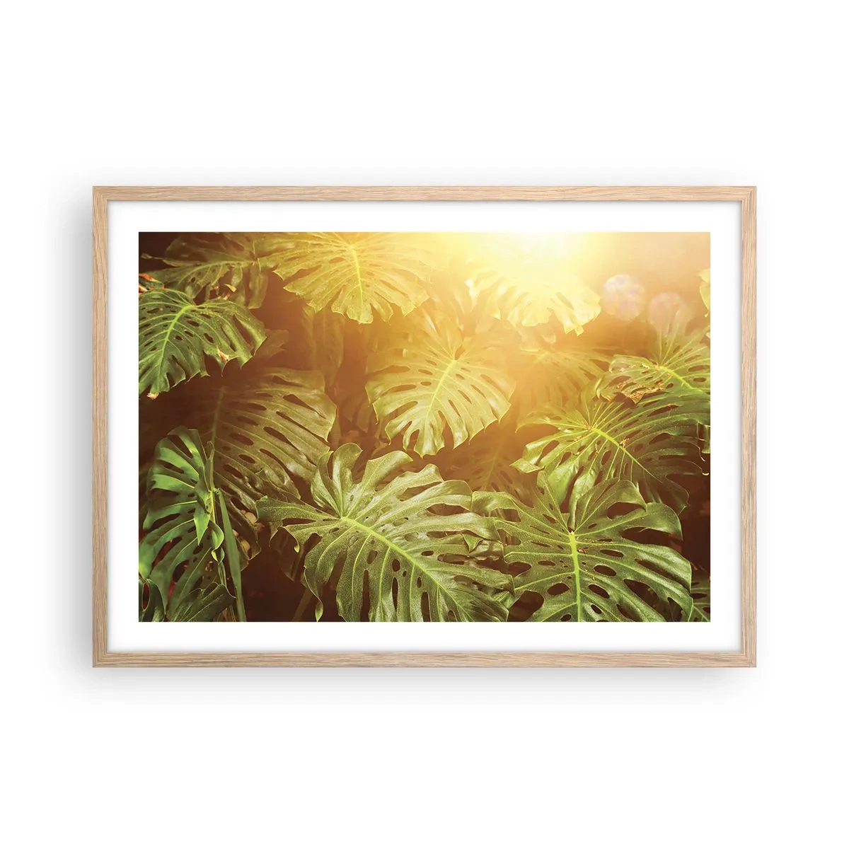 Poster în ramă de stejar deschis - Poftiți în verde - 70x50 cm