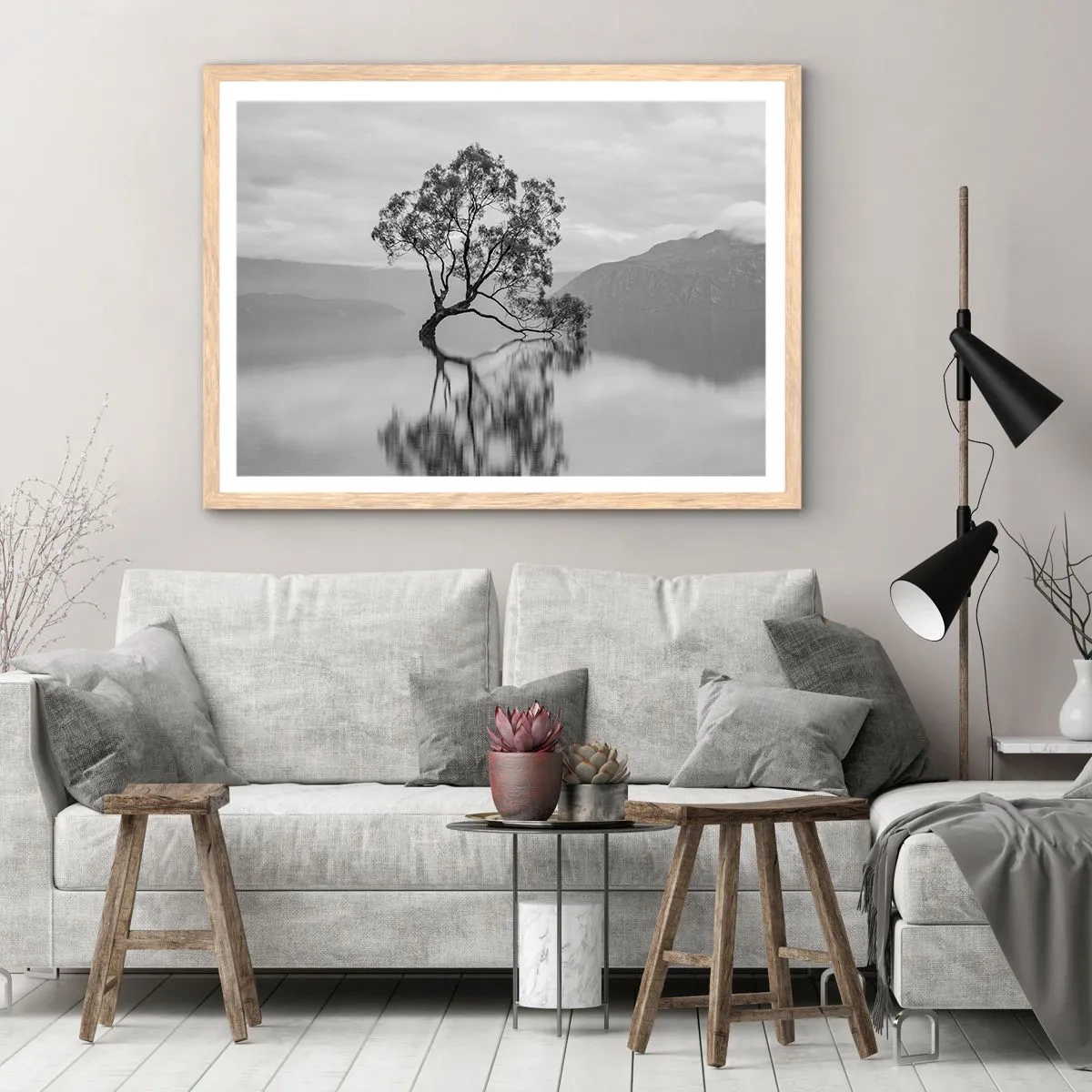 Poster în ramă de stejar deschis - Există o țară - 40x30 cm