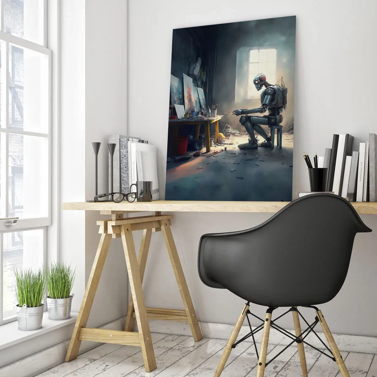 Tablou pe sticlă - Actul de creație - 50x70 cm