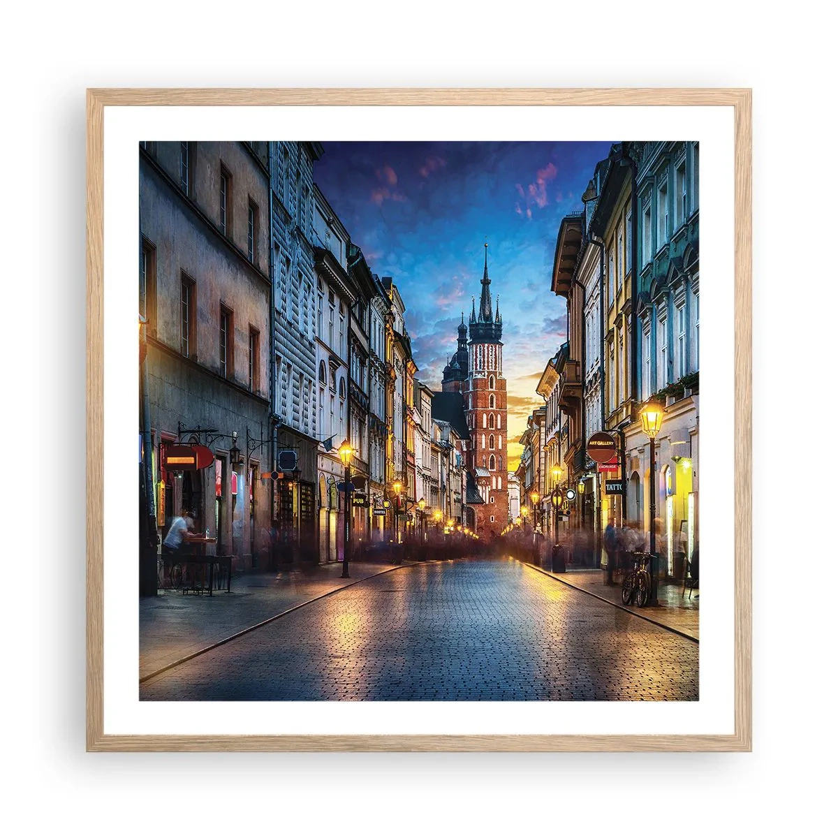 Poster în ramă de stejar deschis - Farmecul Cracoviei - 60x60 cm