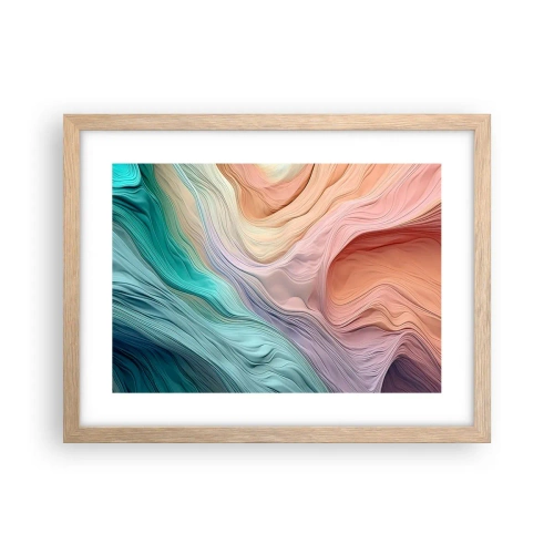 Poster în ramă de stejar deschis - Valul curcubeu - 40x30 cm