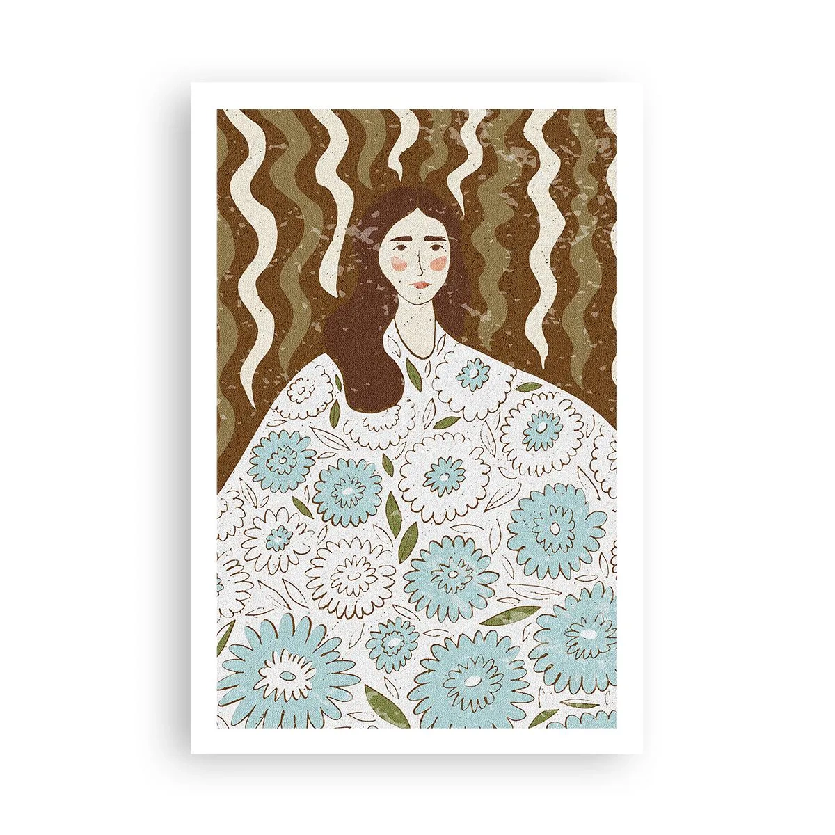 Poster - Portret în rochie înflorată - 61x91 cm