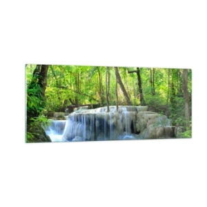 Tablou pe sticlă - Scufundat în turcoaz și verde - 100x40 cm