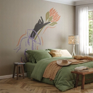 Tapet Premium Sand - Atingere surorială - Mână, Floare, Minimalism - 200x140 cm