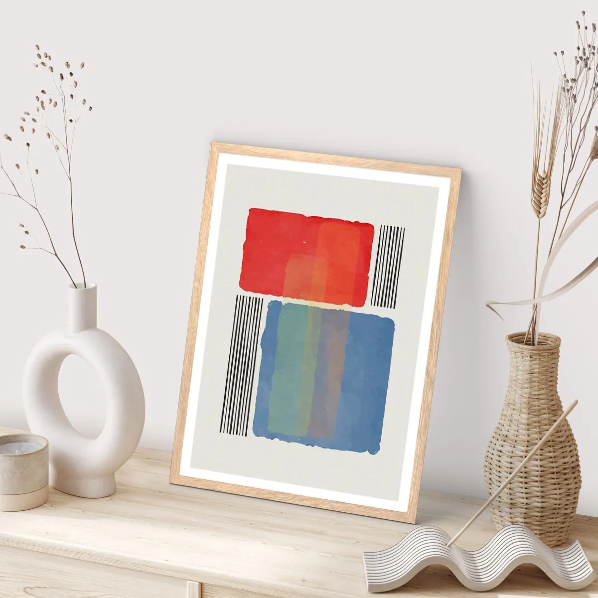 Poster în ramă de stejar deschis - Spiritul și litera geometriei - 40x50 cm