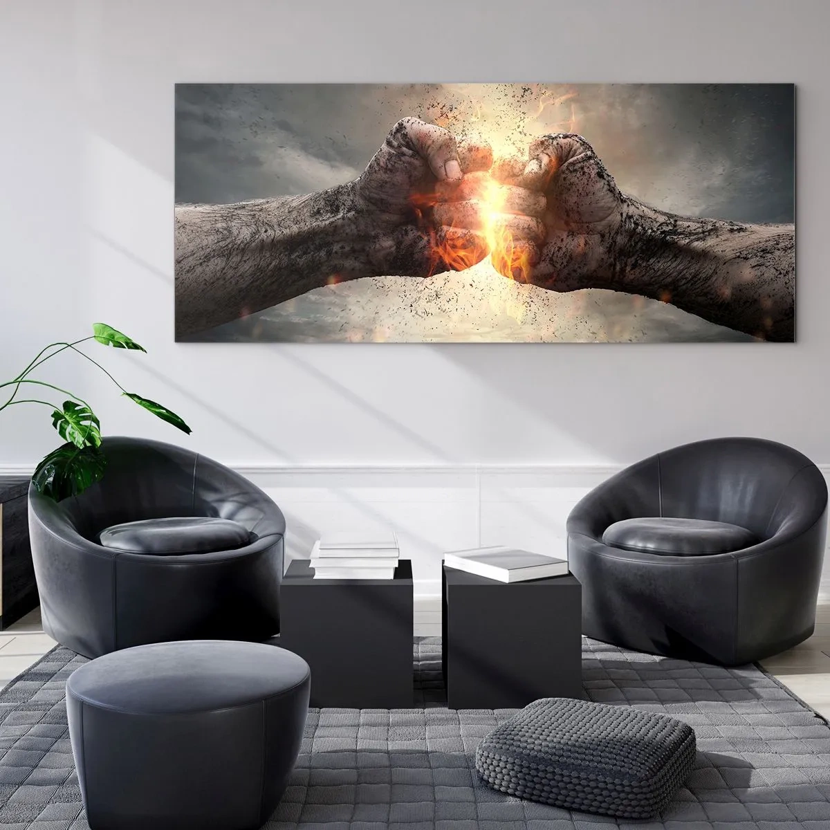 Tablou pe sticlă - Ridică-te pentru a lupta - 100x40 cm